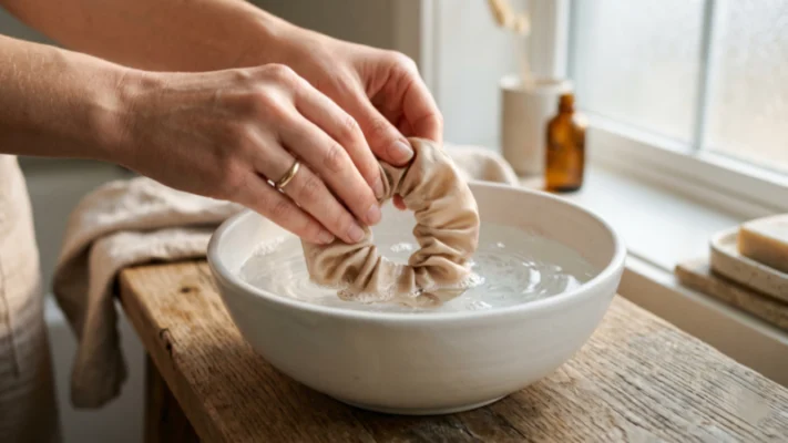 Cách giặt scrunchies lụa Mina Bloom