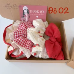 Hộp quà scrunchies đỏ Mina Bloom Đỏ 02
