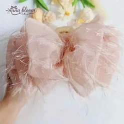 Kẹp Tóc Nơ Vải Mina Bloom Hồng Thơ