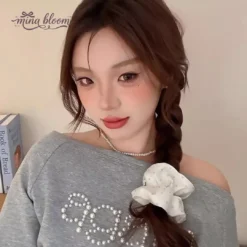 Scrunchies sọc xanh Mina Bloom